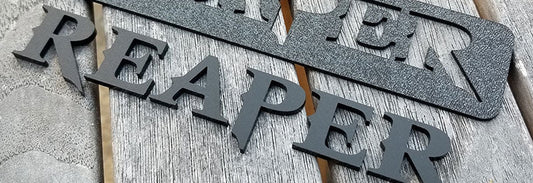 Loose Letters Installed in Mounting Template for Reaper Emblem